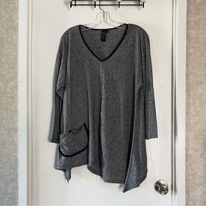 Focus Casual Life Striped V-Neck Top with Pocket